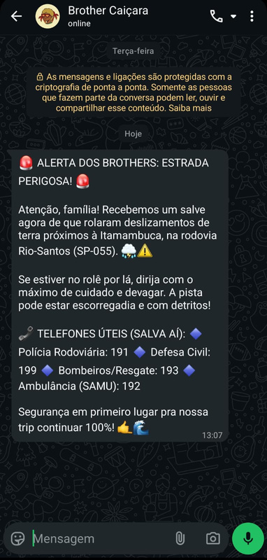 Situação das estradas