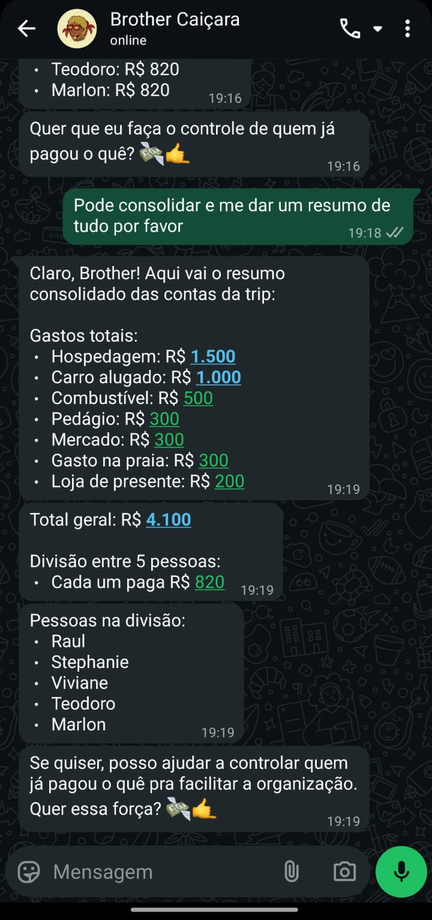Divisão de contas